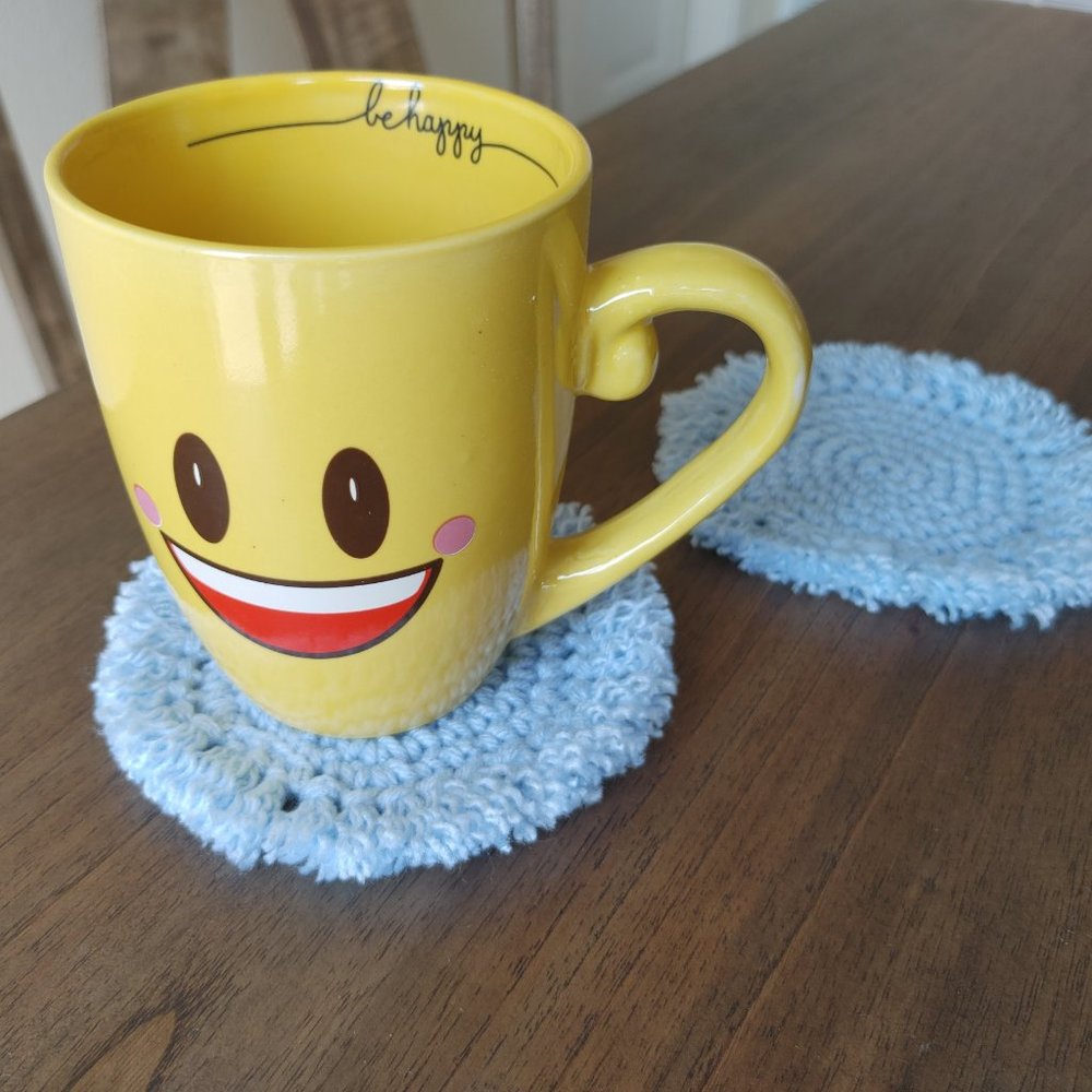 Boho Fringe Coasters (4) - Pastel Blue